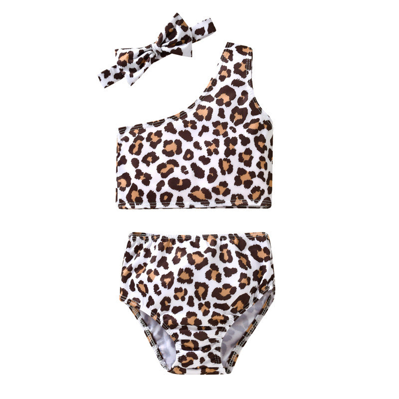 Wholesale Kids Leopard Print Polyester Swimwear